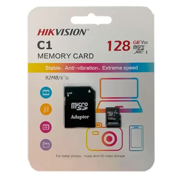 Hikvision HS-TF-C1-128G 128GB microSDXC Class 10 UHS-I 3D NAND MicroSD Hafıza Kartı