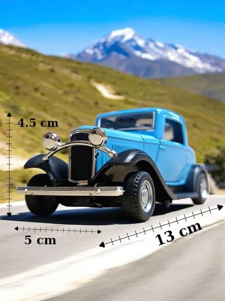 Nostaljik Klasik Metal Çek Bırak Araba Kapılar Açılır Mavi ( 1/36 Ölçek ) - Resim 3