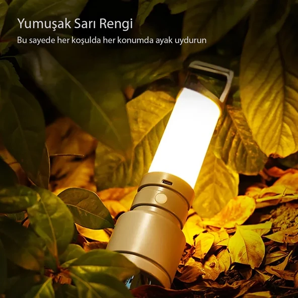 POWERMASTER CH-23052 TAŞINABİLİR KAMP FENERİ BEYAZ - SARI TYPE-C ŞARJ GİRİŞLİ 95X250MM - 4