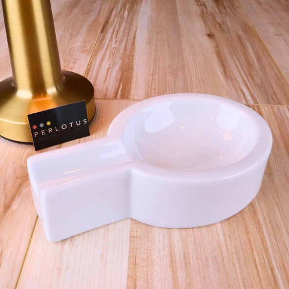 Perlotus Porselen Beyaz Şeffaf Sırlı Puro Küllüğü 1. Sınıf Sert Porselen 10 cm