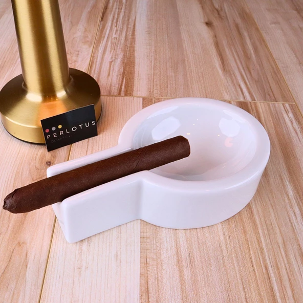 Perlotus Porselen Beyaz Şeffaf Sırlı Puro Küllüğü 1. Sınıf Sert Porselen 10 cm - 2