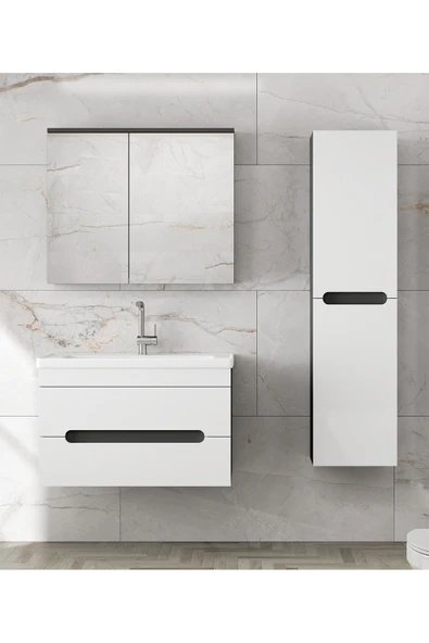 Alfa Banyo ALPİ (80+35) 115 cm MDF Boy Dolaplı Lavabolu Banyo Dolabı Seti--HAZIR KURULU-- - 3