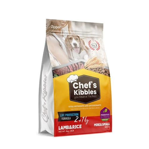 Chefs Kibbles 15KG 3+2 Paket Mini ve Küçük Irk Köpek Maması Kuzu Etli Pirinçli - Resim 2