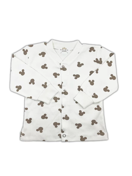 Sema Baby Mickey Mouse Bebek Pijama Takımı – Ekru 0-3 Ay - Resim 2
