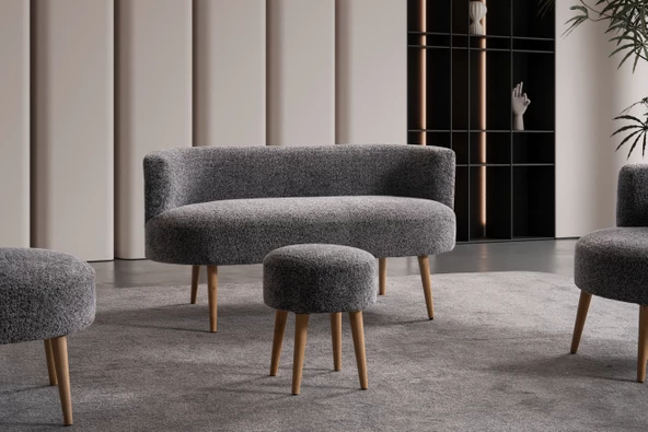 PANDA Çay Seti Koltuk Takımı,Berjer Ve Puf (Ofis Balkon Cafe Bahçe Salon Mobilyası) (4) Lü Takım  Renkli - Resim 5