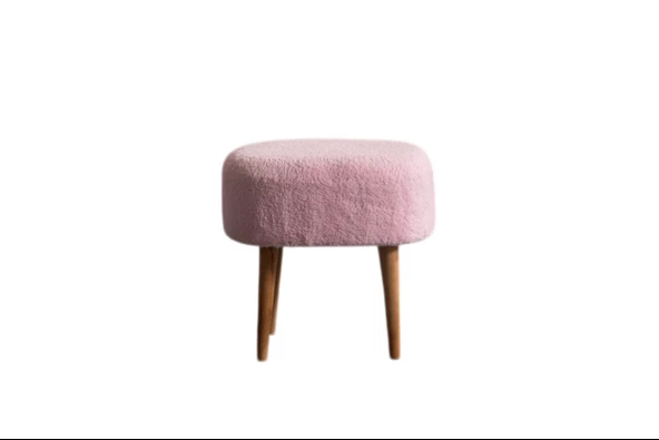 BAREL Yuvarlak 4 Ayaklı Çok Amaçlı Puf  Pembe - Resim 2