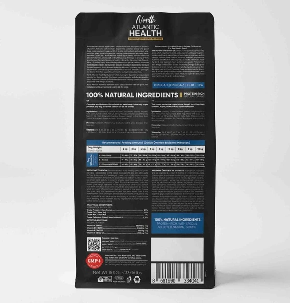 North Atlantic Health Somonlu Köpek Maması 15 kg Hipoalerjenik ve Prebiyotikli