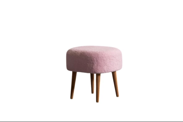 BAREL Yuvarlak 4 Ayaklı Çok Amaçlı Puf  Pembe - Resim 3