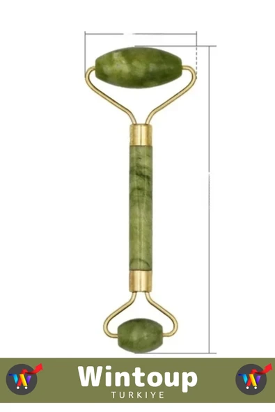 Özel Cilt Yenileyici Gençleştirici Çift Taraflı Şans Getiren YEŞİM TAŞI Jade Roller Yüz Masaj Aleti - 3