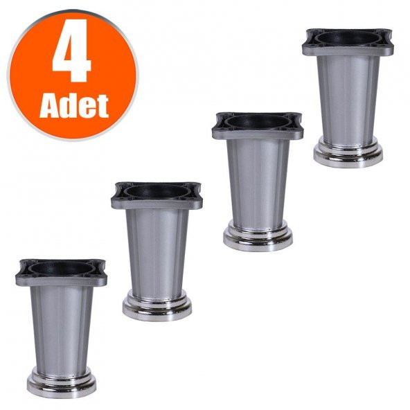 Yıldız Mobilya Masa Puf Sehpa TV Ünitesi Ayağı Saten Gri Baza Ayak 10 cm (4 Adet)