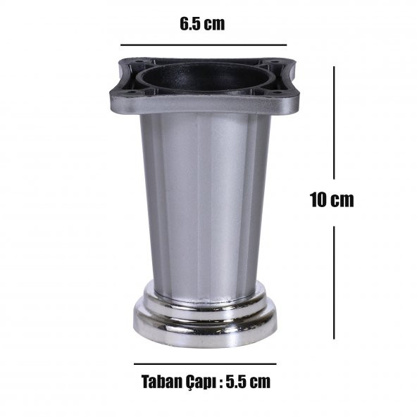 Yıldız Mobilya Masa Puf Sehpa TV Ünitesi Ayağı Saten Gri Baza Ayak 10 cm (4 Adet) - 3