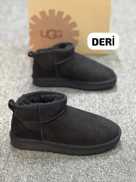 UGG ALÇAK TABAN DERİ SİYAH BOT