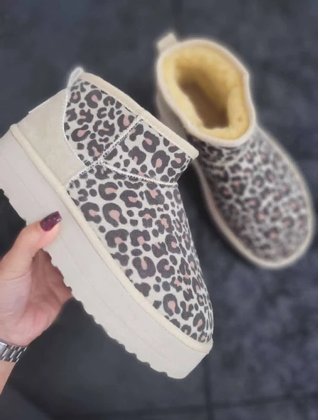 UGG YÜKSEK TABAN KREM LEOPAR BOT