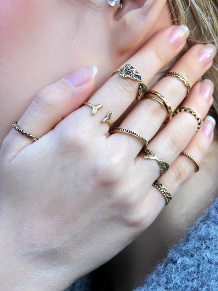 Eklem Yüzük Antik Model 10'lu Ayarlanabilir Eklem Yüzük Seti euy51 ürün görseli