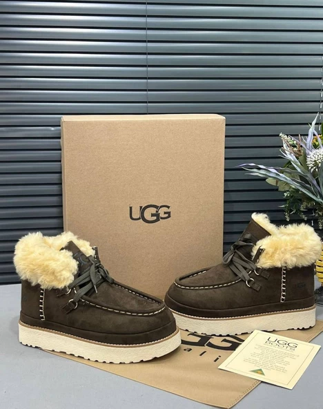 UGG BAĞCIKLI YÜKSEK TABAN DERİ BOT