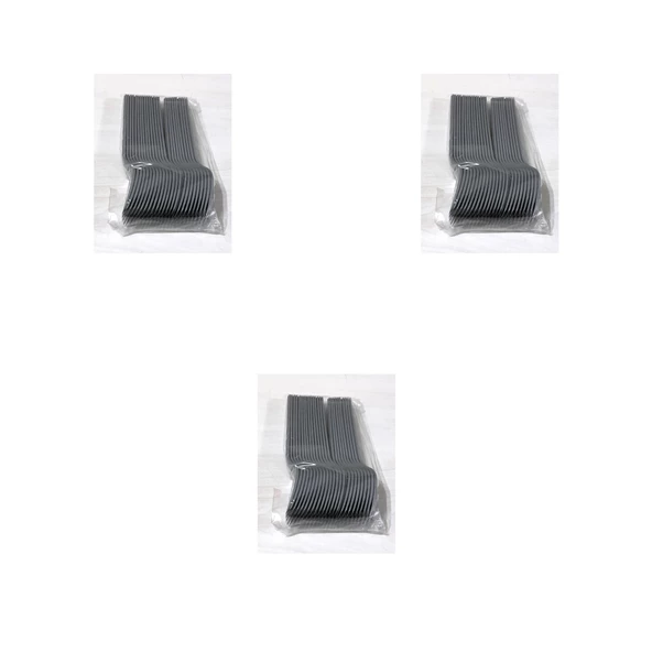 Plastik Gri Renkli Lüx Parti Doğum Günü Çatal - 18 Cm. - 25 Adetlik 3 Paket - 1