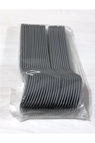 Plastik Gri Renkli Lüx Parti Doğum Günü Çatal - 18 Cm. - 25 Adetlik 10 Paket - 5