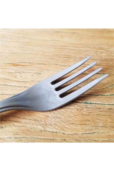 Plastik Gri Renkli Lüx Parti Doğum Günü Çatal - 18 Cm. - 25 Adetlik 5 Paket - 4