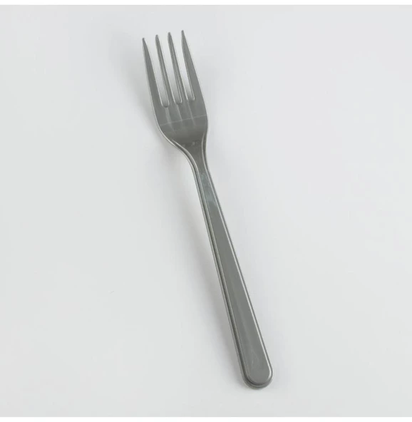 Plastik Gri Renkli Lüx Parti Doğum Günü Çatal - 18 Cm. - 25 Adetlik 3 Paket - 2