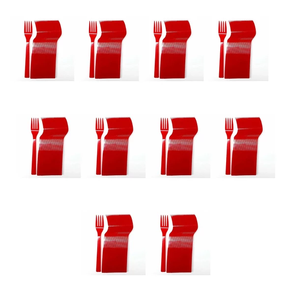 Plastik Kırmızı Renkli Lüx Parti Doğum Günü Çatal - 18 Cm. - 25 Adetlik 10 Paket ürün görseli 1