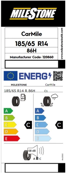 Milestone 185/65 R14 86H Carmile Yaz Lastiği 2025 Üretim - 2