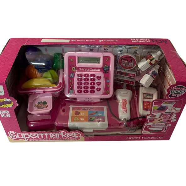 Çocuk Süper Market Pembe Yazar Kasalı Oyuncak - Mavi Su Dünyası - 2