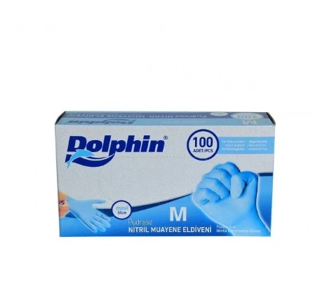 Dolphin Mavi Nitril Eldiven Pudrasız (Medium) 5 Adet