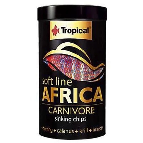 Tropical Softline Africa Carnivore Afrika Balıkları için Batan Yumuşak Taneli Cips Balık Yemi 100 Ml 52 Gr