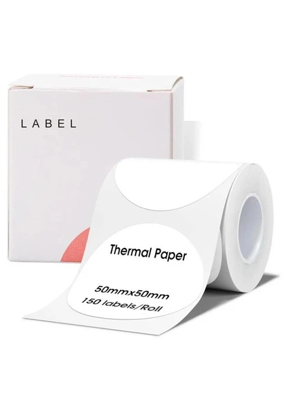 Zuidid Phomemo Lamine Termal Etiket OVAL 50X50 mm - 150 Adet - 15 Rulo - 2