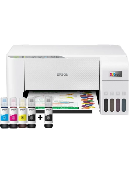 Epson EcoTank L3256 Renkli Tanklı Yazıcı Baskı-Tarama- Kopya - (USB, WiFi, Wi-Fi Direct) + ORİJİNAL EPSON Mürekkep C11CJ67411