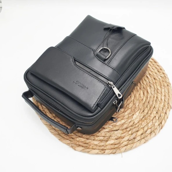 Mıknatıs Kapaklı Deri Erkek El Çantası - Resim 4