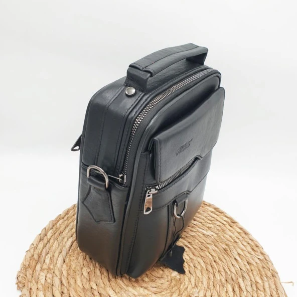 Mıknatıs Kapaklı Deri Erkek El Çantası - Resim 8