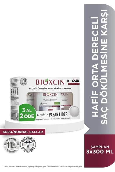 Bioxcin Klasik Şampuan Kuru-Normal Saçlar 3 al 2 öde