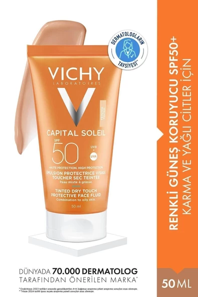 Vichy Capital Soleil Dry Touch Tinted Spf 50+ BB Emulsion 50ml Renkli Güneş Kremi50 ML