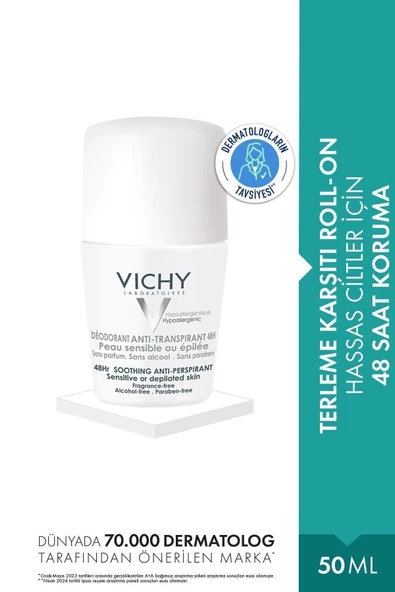 Vichy Deo Sensitive Terleme Karşıtı Hassas Ciltler Roll-On 50ml 48 Saat Etkili