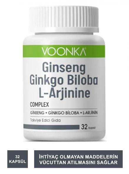 Voonka Ginseng Ginkgo Biloba ve L-Arginine 30 kapsül