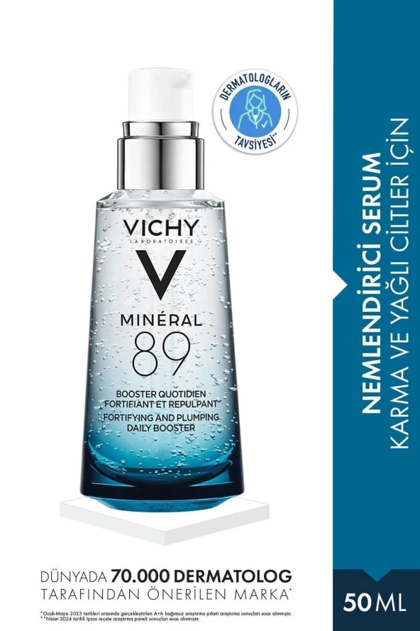 Vichy Mineral 89 Nemlendirici Cilt Serumu Hyalüronik Asit ve Termal Su ile Cilde Güç ve Nem Veren Bakım50 ML 50 ML 50 ML