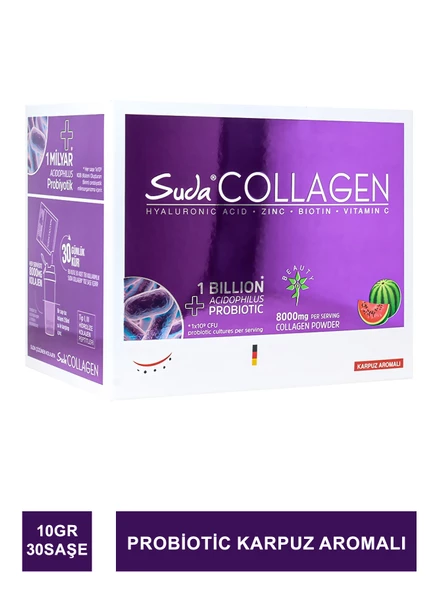 Suda Collagen+Probiotic Karpuz Aromalı Watermelon 10 gr x 30 Saşe