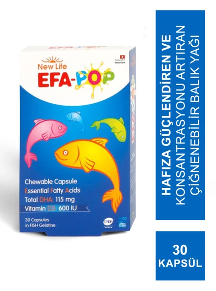 New Life EFA Pop 30 Kapsül Çiğnenebilir Balık Yağı