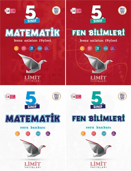 Limit 2025 5. Sınıf Matematik + Fen Bilimleri Konu Anlatım + Soru Seti 4 Kitap Güncel Müfredat