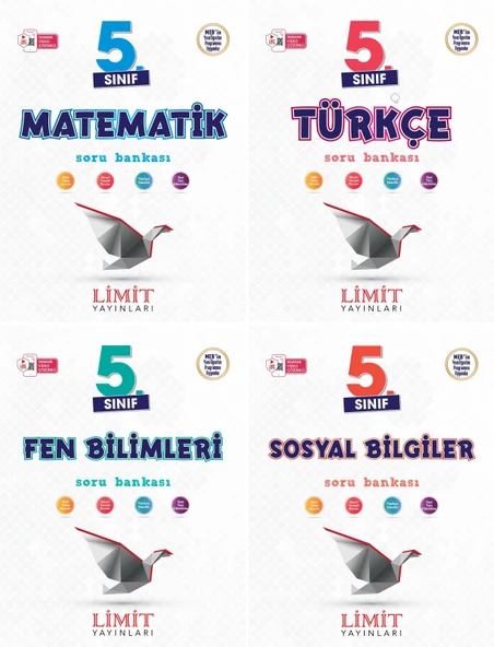 Limit 2025 5. Sınıf Matematik + Türkçe + Fen + Sosyal Soru Bankası Seti 4 Kitap Güncel Müfredat