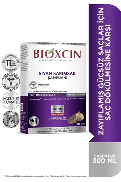 Bioxcin Siyah Sarımsak Şampuanı 300 ml | Güçsüz Saçlar