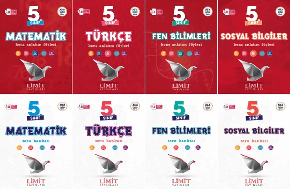 Limit 2025 5. Sınıf Matematik + Türkçe + Fen + Sosyal Konu Anlatım + Soru Seti 8 Kitap Güncel Müfredat