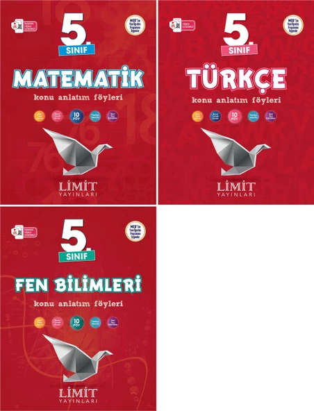 Limit 2025 5. Sınıf Matematik + Türkçe + Fen Konu Anlatım Seti 3 Kitap Güncel Müfredat