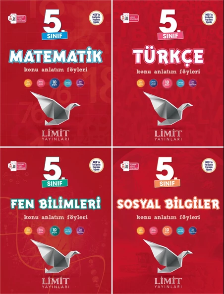 Limit 2025 5. Sınıf Matematik + Türkçe + Fen + Sosyal Konu Anlatım Seti 4 Kitap Güncel Müfredat