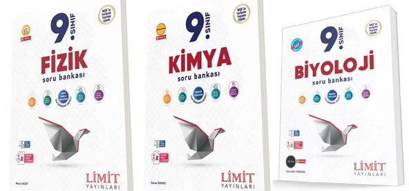 Limit 2025 9. Sınıf Fizik + Kimya + Biyoloji Soru Seti 3 Kitap Güncel Müfredat