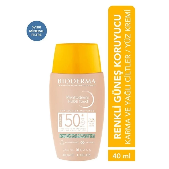 Bioderma Photoderm Nude Touch  Very Light Spf 50+ Natural Renkli Güneş Koruyucu 40 ml