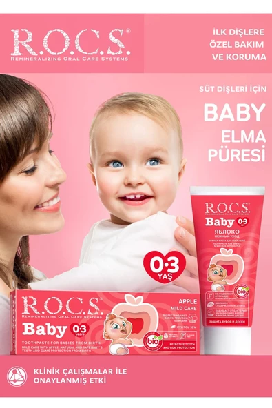 Rocs Baby Elma Püresi Tadında 0-3 Yaş Diş Macunu 45 gr