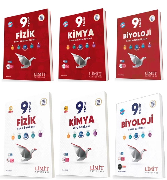 Limit 2025 9. Sınıf Fizik + Kimya + Biyoloji Kaf + Soru Seti 6 Kitap Güncel Müfredat