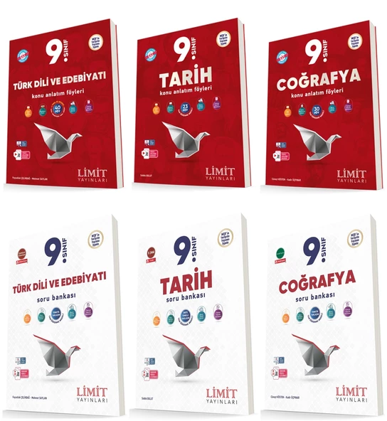Limit 2025 9. Sınıf Türk Dili + Tarih+ Coğrafya Kaf + Soru Seti 6 Kitap Güncel Müfredat